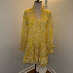 KLEID Women’s XS NWOT Yellow White Ruffle Striped Patterned Beautiful Dress